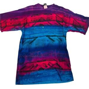 Vintage all over print World Beat single stitch tie dye t-shirt L/XL 90s fashion